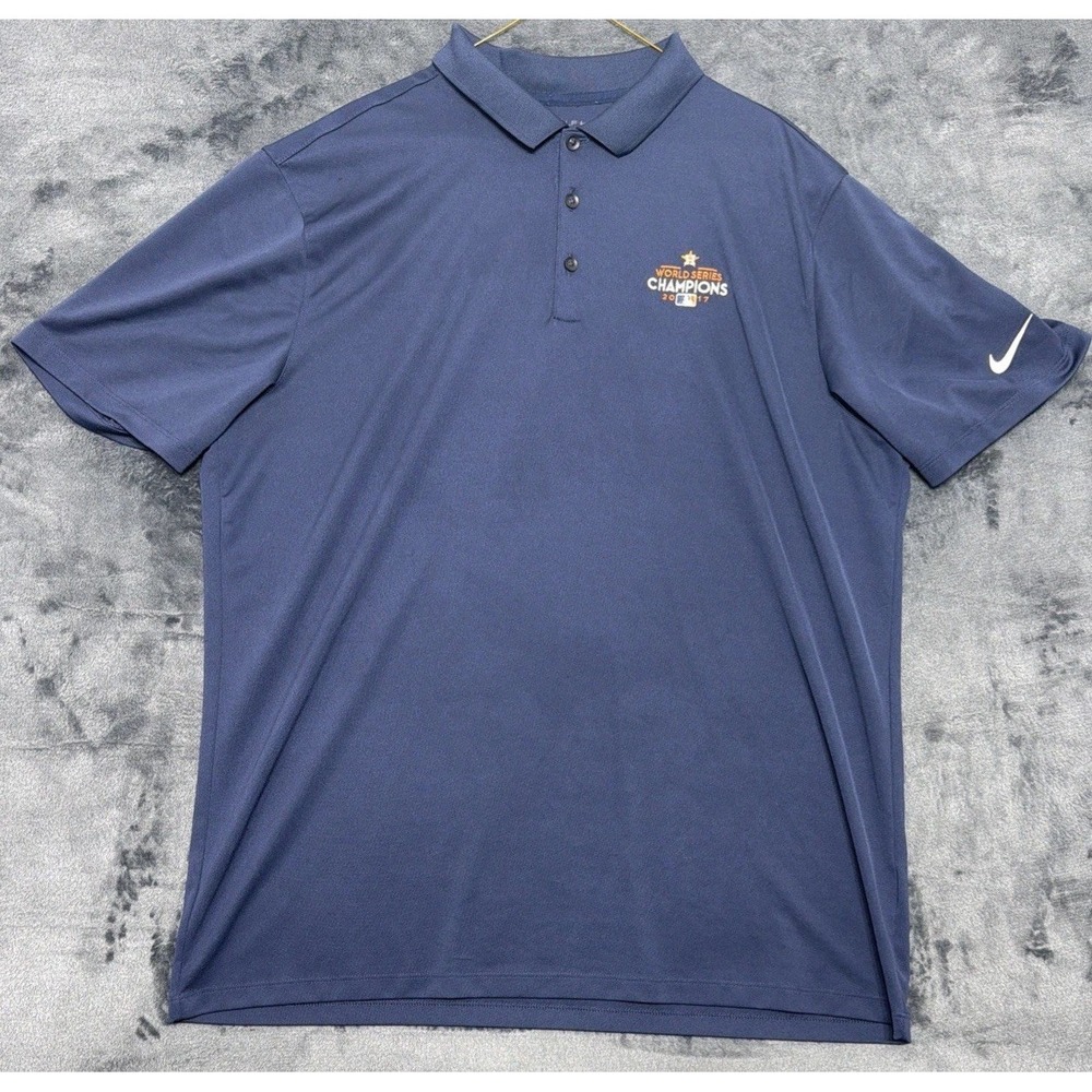 Nike MLB Houston Astros 2017 World Series Champions Polo Navy Blue Mens X-large